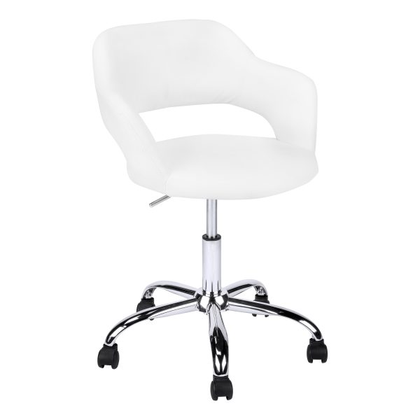 21" x 22.5" x 29" White Foam Metal Leather Look Lift Base  Office Chair - Image 2