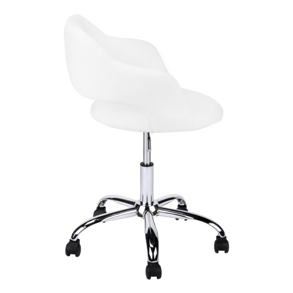 21" x 22.5" x 29" White Foam Metal Leather Look Lift Base  Office Chair - Image 3