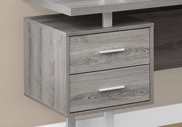 71" Taupe L-Shape Computer Desk With Three Drawers - Image 2