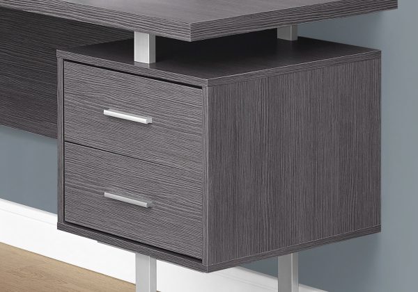 71" Grey L-Shape Computer Desk With Three Drawers - Image 2