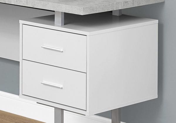 71" Grey L-Shape Computer Desk With Three Drawers - Image 2