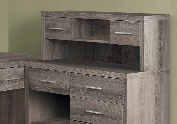 59" Taupe L-Shape Computer Desk With 8 Drawers - Image 2