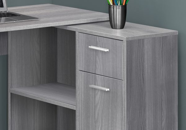 29.5" Grey Particle Board and Laminate Computer Desk with a Storage Cabinet - Image 3