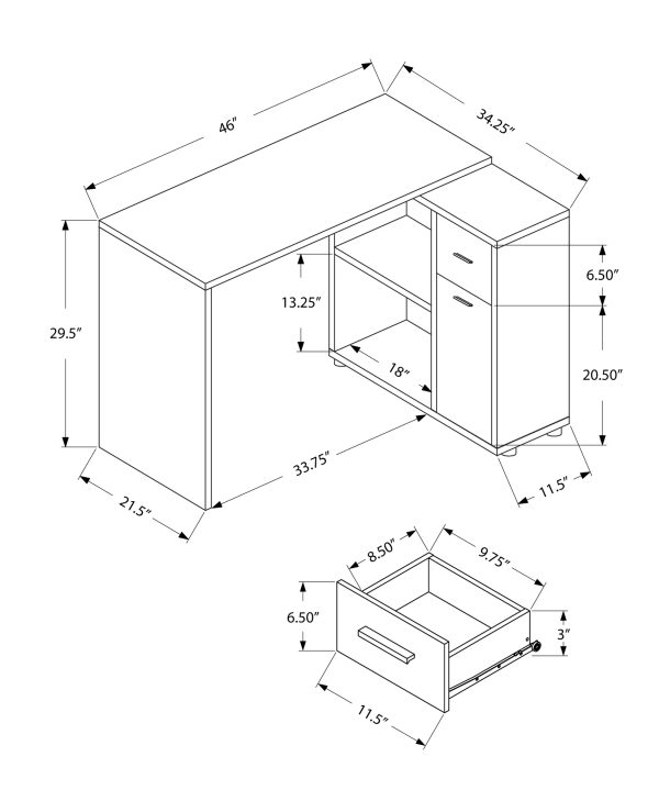 29.5" Grey Particle Board and Laminate Computer Desk with a Storage Cabinet - Image 4