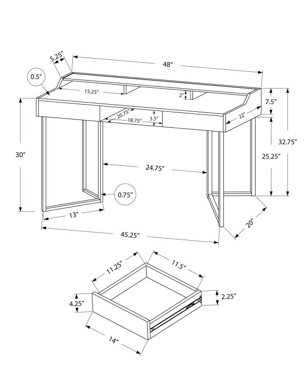 22" White Rectangular Writing Desk - Image 3