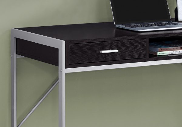 22" Dark Brown Rectangular Computer Desk With Two Drawers - Image 2