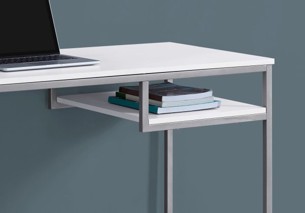 30" White MDF and White Metal Computer Desk - Image 3