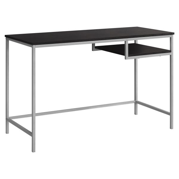 Sleek Chrome and Walnut Finish Computer Desk - Image 2