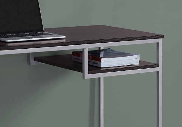 Sleek Chrome and Walnut Finish Computer Desk - Image 3