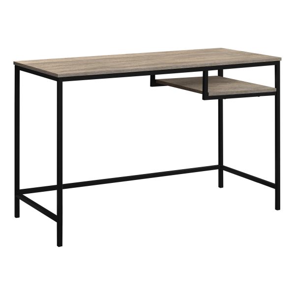 30" Dark Taupe MDF and Black Metal Computer Desk - Image 2