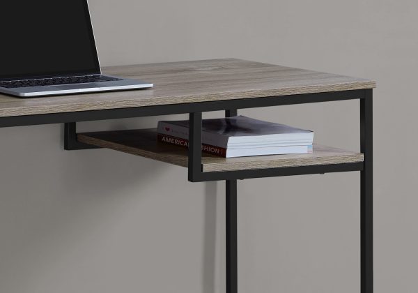30" Dark Taupe MDF and Black Metal Computer Desk - Image 3
