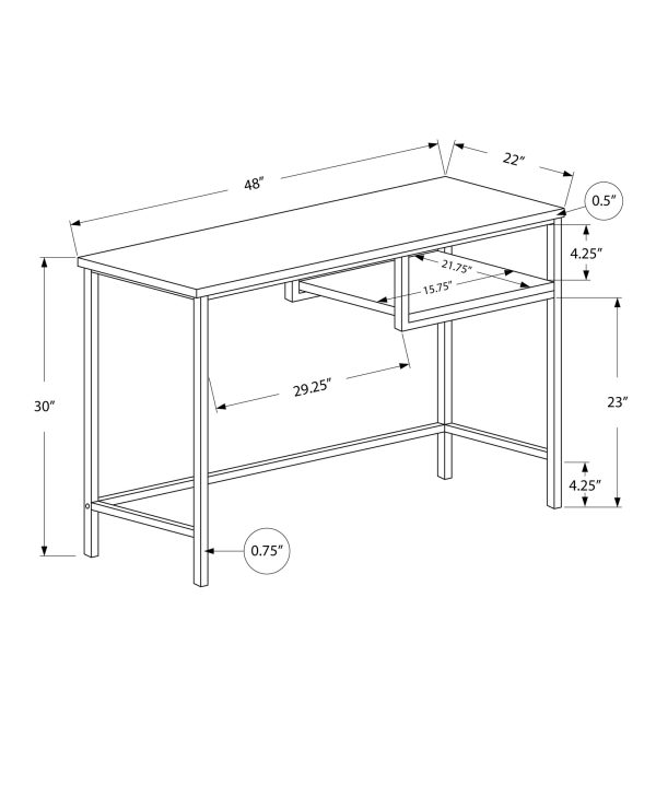 30" Dark Taupe MDF and Black Metal Computer Desk - Image 4