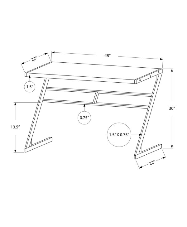 22" Taupe Rectangular Computer Desk - Image 3