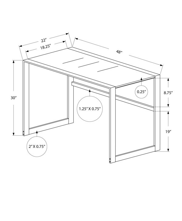 22" Black Rectangular Computer Desk - Image 3