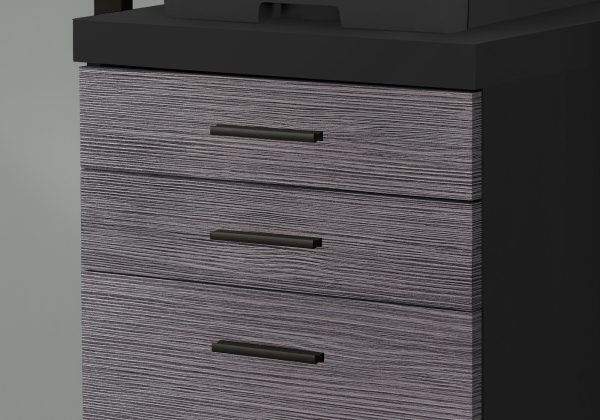 17.75" x 18.25" x 25.25" Black Grey Particle Board 3 Drawers  Filing Cabinet - Image 2