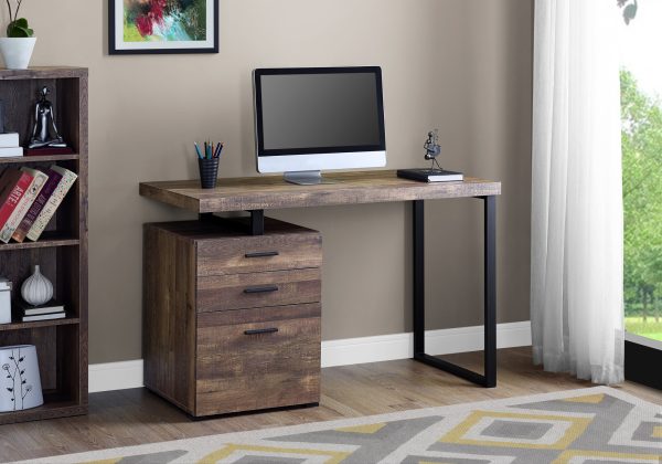 24" Brown Rectangular Computer Desk With Three Drawers - Image 2