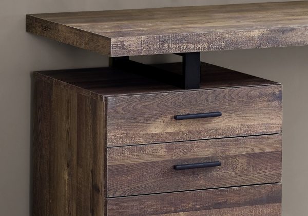 24" Brown Rectangular Computer Desk With Three Drawers - Image 3