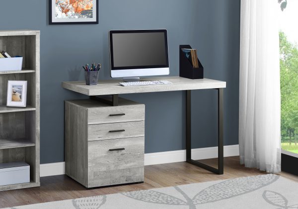 24" Grey Rectangular Computer Desk With Three Drawers - Image 2