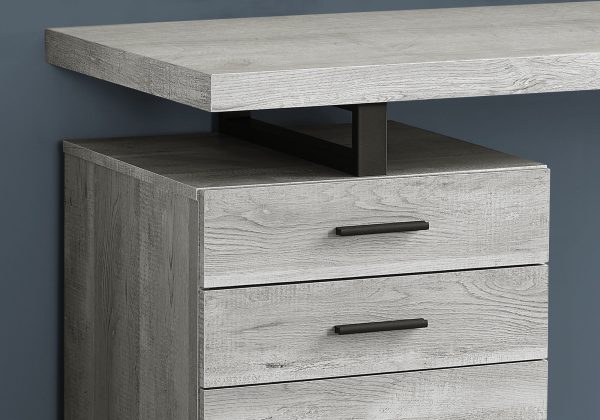 24" Grey Rectangular Computer Desk With Three Drawers - Image 3