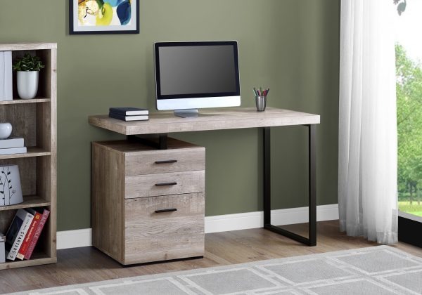 24" Taupe Rectangular Computer Desk With Three Drawers - Image 2