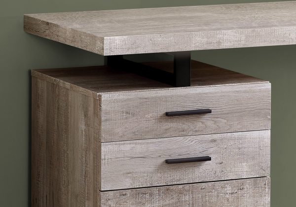 24" Taupe Rectangular Computer Desk With Three Drawers - Image 3