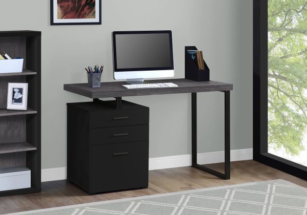 24" Black Rectangular Computer Desk With Three Drawers - Image 2