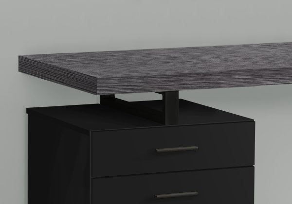 24" Black Rectangular Computer Desk With Three Drawers - Image 3