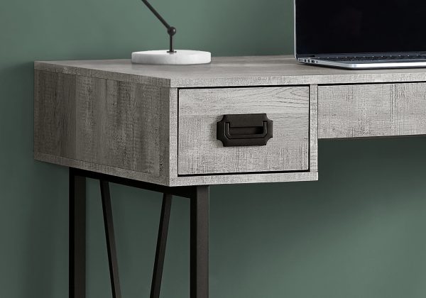 24" Grey Rectangular Computer Desk With Three Drawers - Image 2