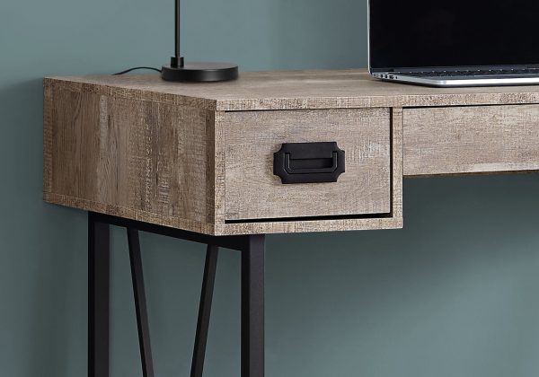 24" Taupe Rectangular Computer Desk With Three Drawers - Image 2