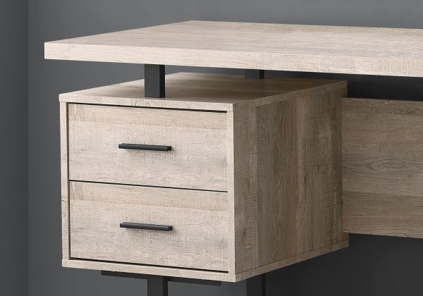 24" Taupe Rectangular Computer Desk With Three Drawers - Image 2