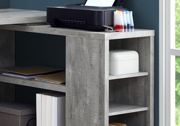 47" Grey L-Shape Computer Desk With Three Drawers - Image 2