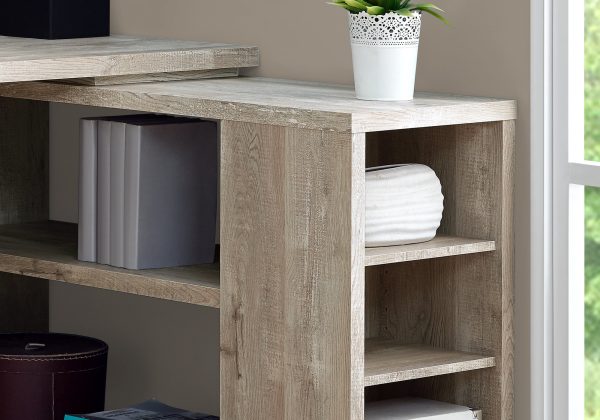 47" Taupe L-Shape Computer Desk With Three Drawers - Image 2