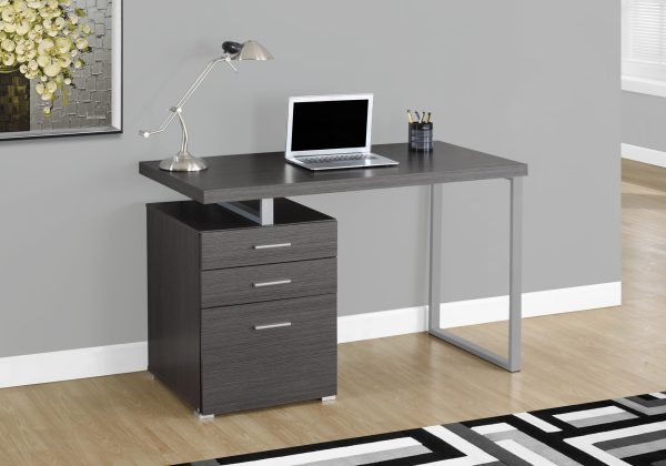 24" Grey Rectangular Computer Desk With Three Drawers - Image 2