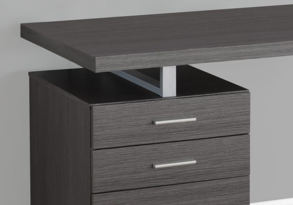 24" Grey Rectangular Computer Desk With Three Drawers - Image 3