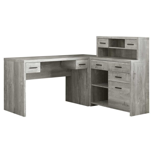 44.75" Grey Reclaimed Wood Particle Board  Laminate and MDF Computer Desk - Image 2