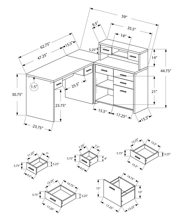 44.75" Grey Reclaimed Wood Particle Board  Laminate and MDF Computer Desk - Image 4