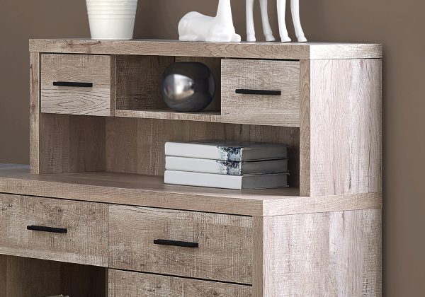 59" Taupe L-Shape Computer Desk With 8 Drawers - Image 3