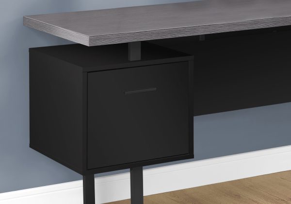 71" Grey L-Shape Computer Desk With Three Drawers - Image 2