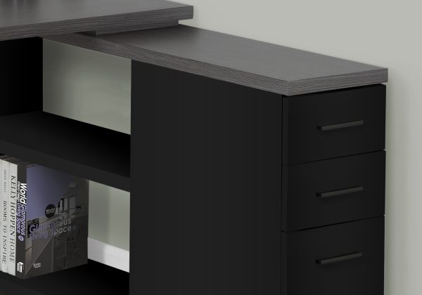 47" Grey L-Shape Computer Desk With Three Drawers - Image 2