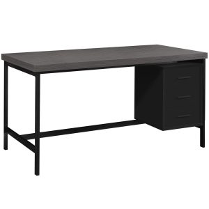 30" Grey Rectangular Computer Desk With Three Drawers