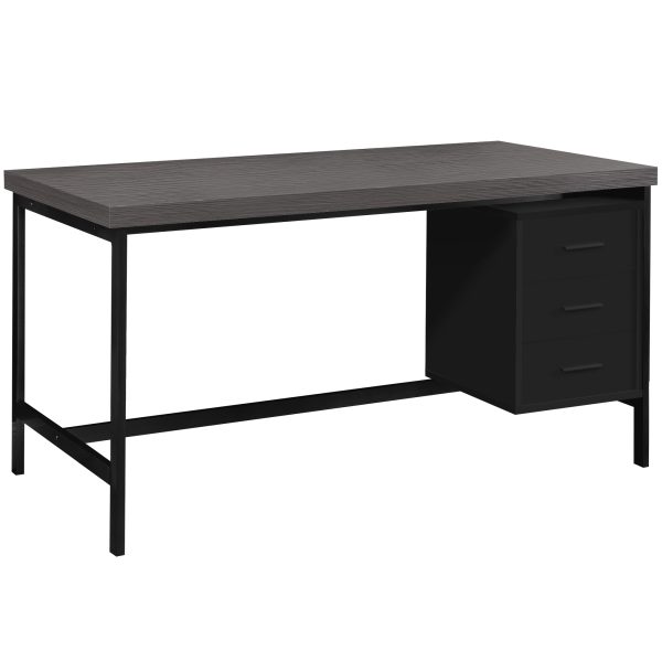 30" Grey Rectangular Computer Desk With Three Drawers
