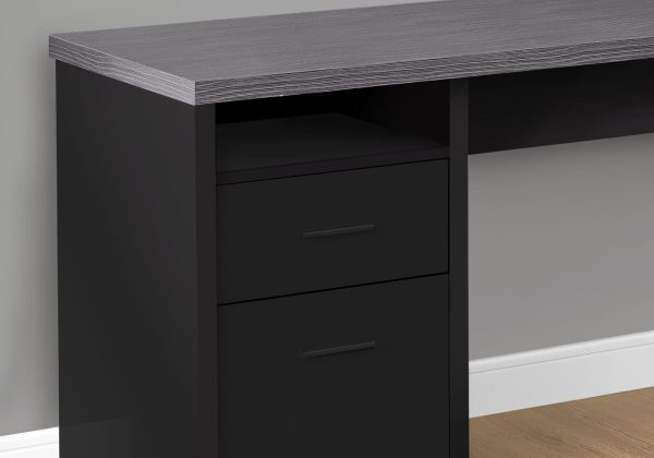 47" Grey L-Shape Computer Desk With Two Drawers - Image 2