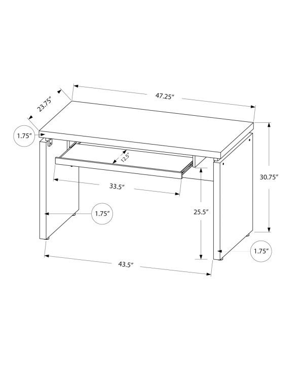 30.75" Black Particle Board  MDF  and Laminate Computer Desk with a Grey Top - Image 4