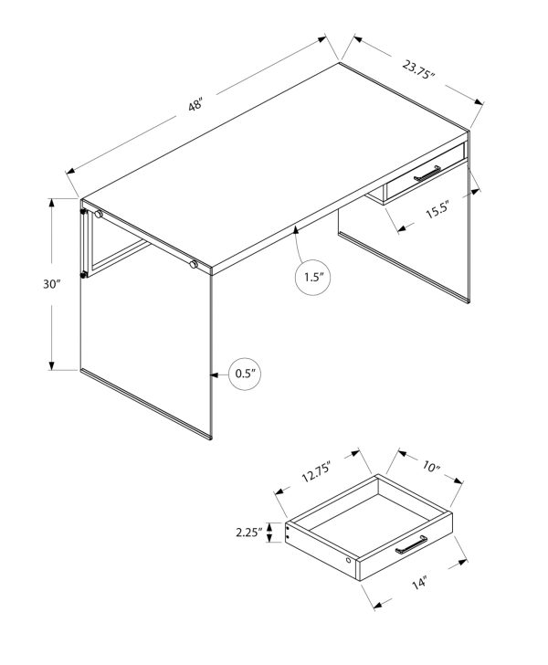 24" Grey Rectangular Computer Desk - Image 3