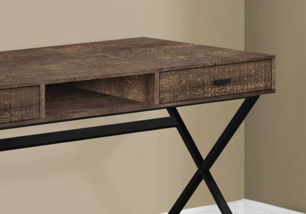 24" Brown Rectangular Computer Desk With Two Drawers - Image 2