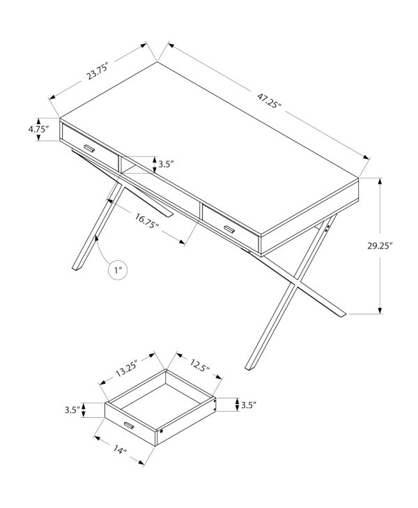 24" Brown Rectangular Computer Desk With Two Drawers - Image 3
