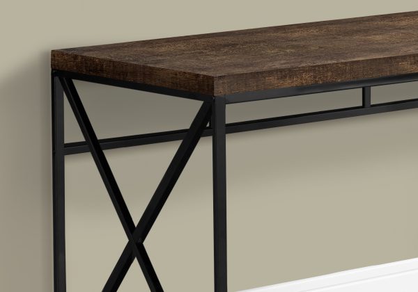Brown Black Particle Board Metal  Computer Desk - Image 2
