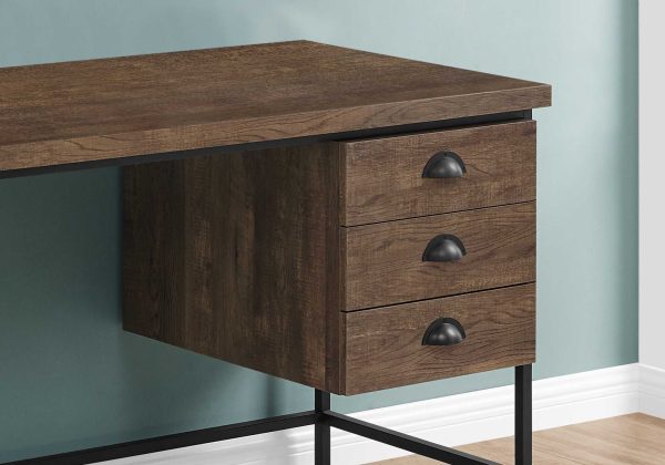 24" Brown Rectangular Computer Desk With Three Drawers - Image 2