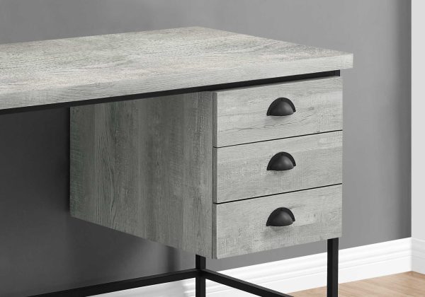 24" Grey Rectangular Computer Desk With Three Drawers - Image 2