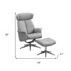 44" x 47" x 59" Grey Finish Foam and Metal Swivel Reclining Chair with Adjustable Headrest - Image 4